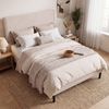 Ufurniture Queen Bed Frame Base Upholstered Headboard Velvet Mattress Platform with Wooden Slat Beige