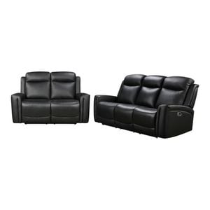 3R+2R Genuine Leather Power Recliner Black