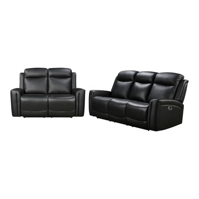 3R+2R Genuine Leather Power Recliner Black