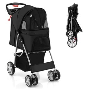 Costway Pet Stroller Travel Carrier Cat Dog Black 15kg