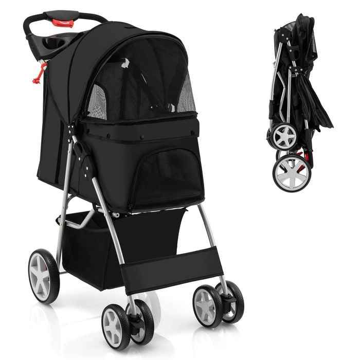Costway Pet Stroller Travel Carrier Cat Dog Black 15kg