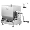 VEVOR Manual Meat Mixer Silver 10L Stainless Steel with Lid Handle Gear Reducer