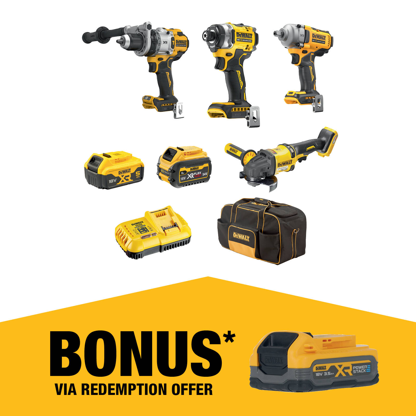 DeWALT 18V/54V XR Mixed Voltage 4 Piece Combo Kit - 5.0Ah/6.0Ah