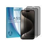 2 Pack MEZON iPhone 15 Pro Max (6.7") Privacy Anti-Spy Full Cover Tempered Glass