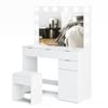 Ufurniture 12 LED Bulbs Dressing Table Set Jewellery Organizer Cabinet White