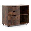 Costway 3 Drawer Mobile Filing Cabinet Rolling File Cabinet Storage Cabinet Home Office Coffee