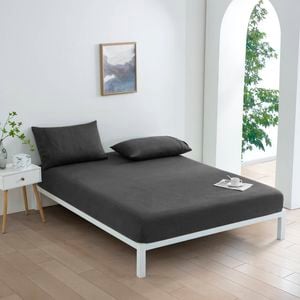 Dreamaker Micro Flannel Combo Fitted Sheet Set Charcoal Super King