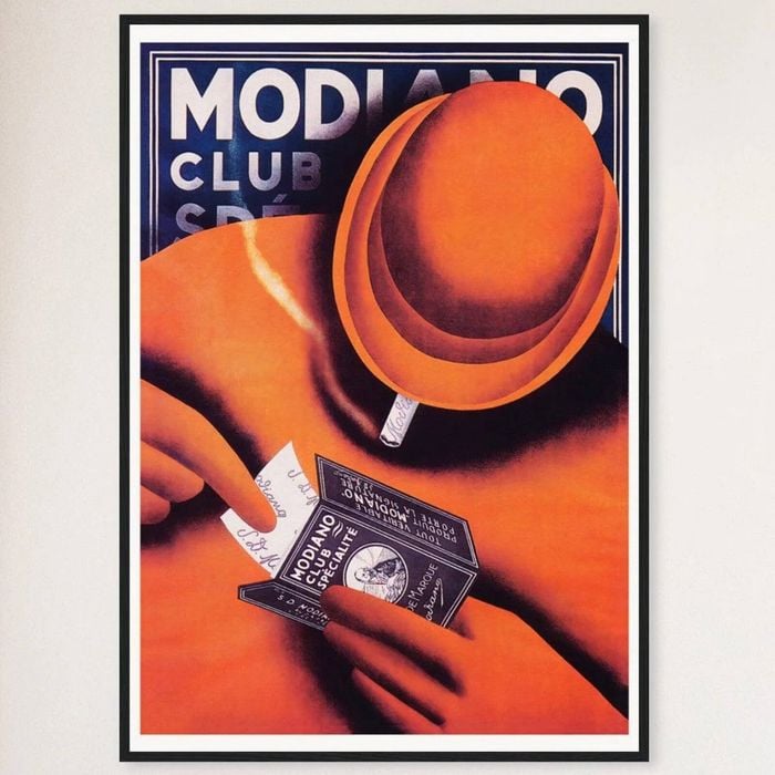 Galrie Modiano Vintage Cigarette Papers Advertising Poster for Art Home Decor, Black Frame, A2 42 x 60cm (16 x 24inch)