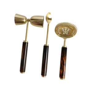 3pc Maine & Crawford Atlas Tobacco Jigger/spoon/strainer Cocktail Set