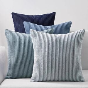 Gioia Casa Corduroy Velvet Cushion Covers - Soft Velvet Fabric with Hidden Zipper - Gradient Blue, 45cm x 45cm (Pack of 4)