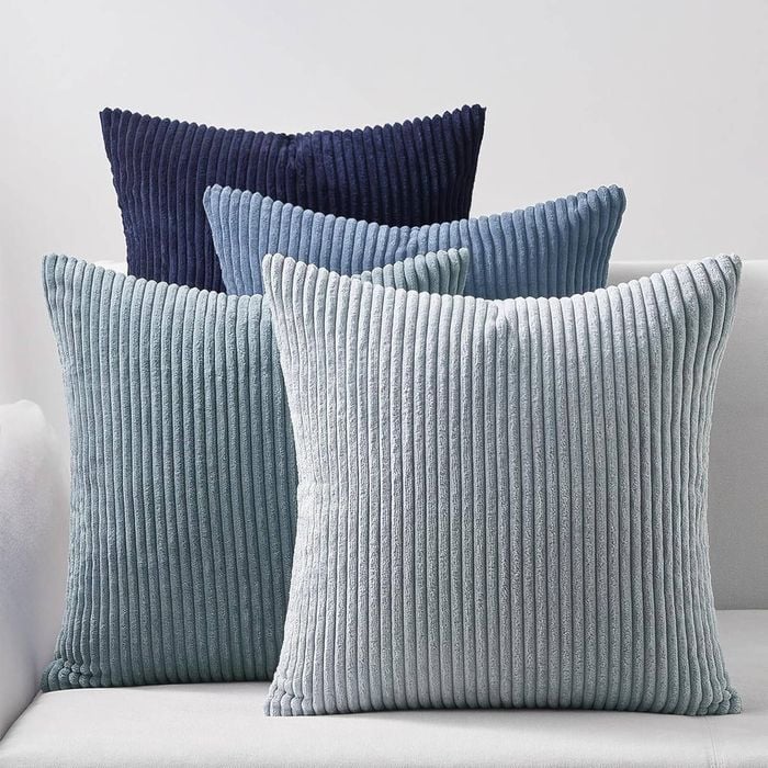 Gioia Casa Corduroy Velvet Cushion Covers - Soft Velvet Fabric with Hidden Zipper - Gradient Blue, 45cm x 45cm (Pack of 4)