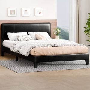 Alfordson Bed Frame Queen Size Leather Black