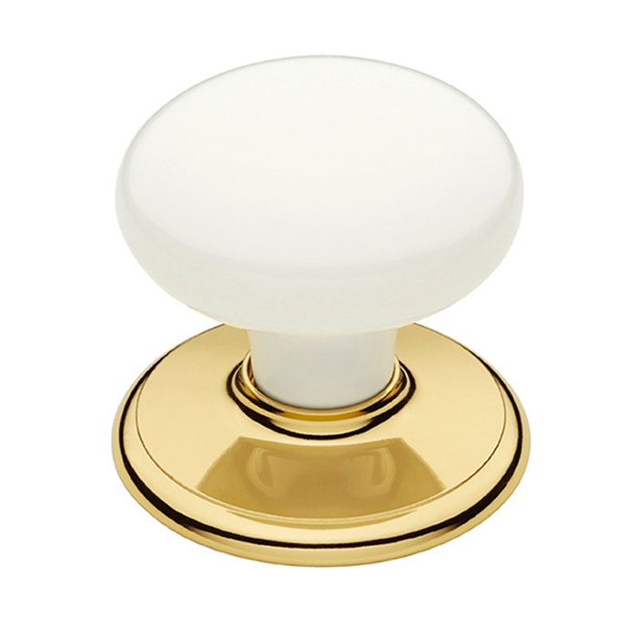 Schlage Bright Gold Classic Series White Passage Knobset