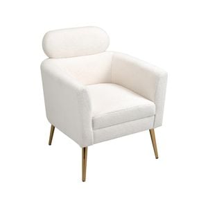 Melisa shepperd faux fur armchair with gold legs - White