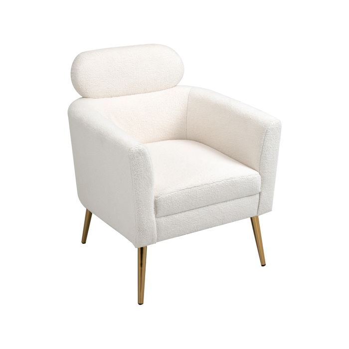 Melisa shepperd faux fur armchair with gold legs - White