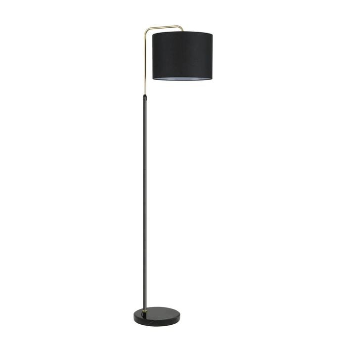 Cla Lighting Arriba Drum Shade With Marble Base Height Adjustable Floor Lamp Black
