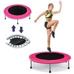 Costway 38” Mini Trampoline Foldable Fitness Trainer Max Load 150KG Pink