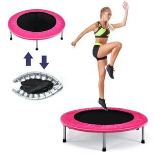 Costway 38” Mini Trampoline Foldable Fitness Trainer Max Load 150kg Pink