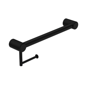 Nero Mecca Care 32mm Grab Rail With Toilet Roll Holder 450mm Matte Black