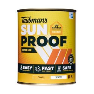 Taubmans 1L White Gloss Sunproof Exterior Paint