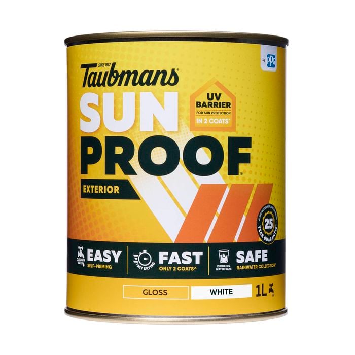 Taubmans 1L White Gloss Sunproof Exterior Paint