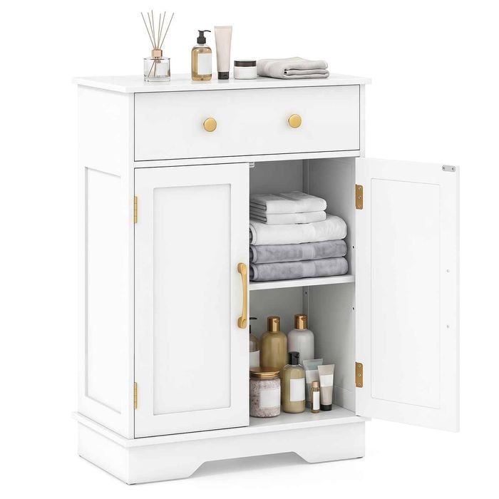 Costway Storage Cabinet Adjustable Buffet Sideboard Coffee Bar Cabinet White