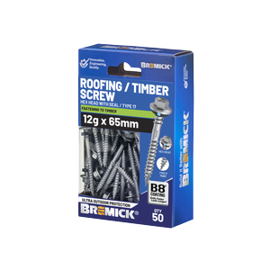 Bremick Hex Roofing Screw 12g x 65mm B8 PK50