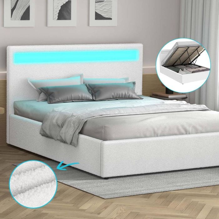 ALFORDSON Bed Frame RGB LED Gas Lift King