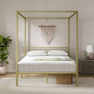 Zinus Quality Queen Metal Canopy Bed Frame - Gold