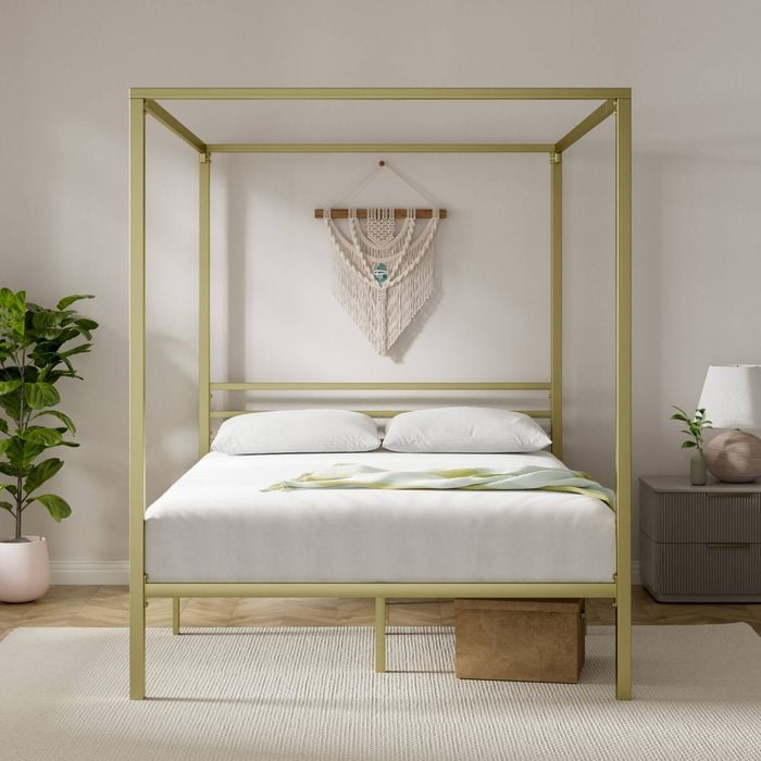 Zinus Quality Queen Metal Canopy Bed Frame - Gold