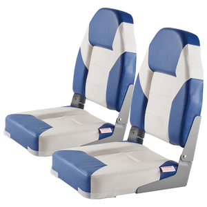 VEVOR Boat Seats Blue and White Folding with Thickened Sponge Padding and Hinge for Fishing