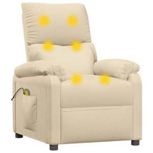 vidaXL Massage Chair Single Sofa Reclining Armchair Living Room Cream Fabric