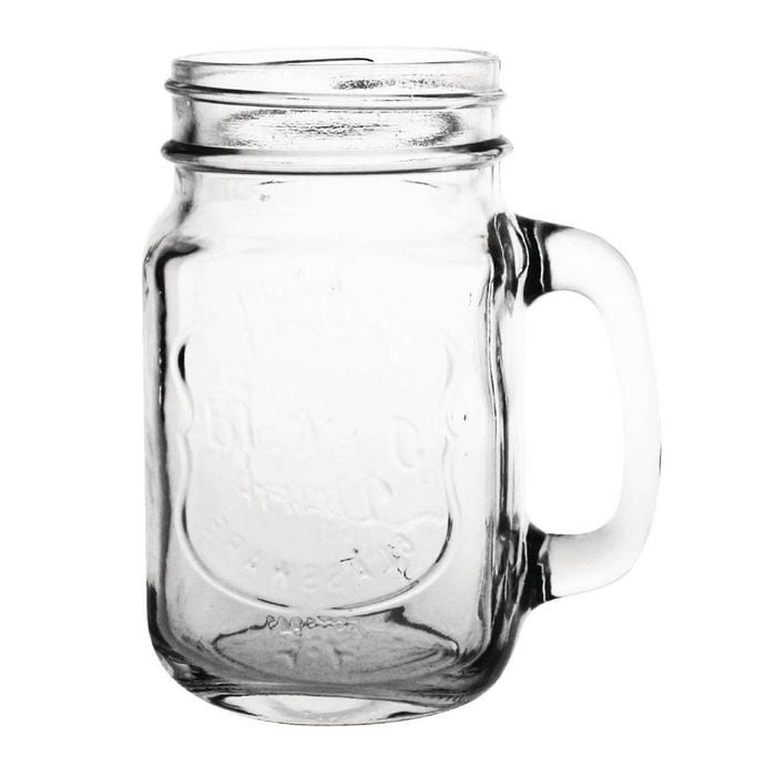 Olympia Handled Mason Jars Glass Drinking Mug 470ml Pack Of 12