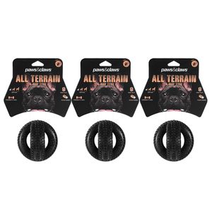 3PK Paws & Claws 4-Way 9.5cm TPR Tyre - Black