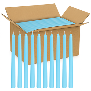 144x Tapered Dinner Candles Unscented Taper Wedding Candle 25cm in Blue - Blue | Candles