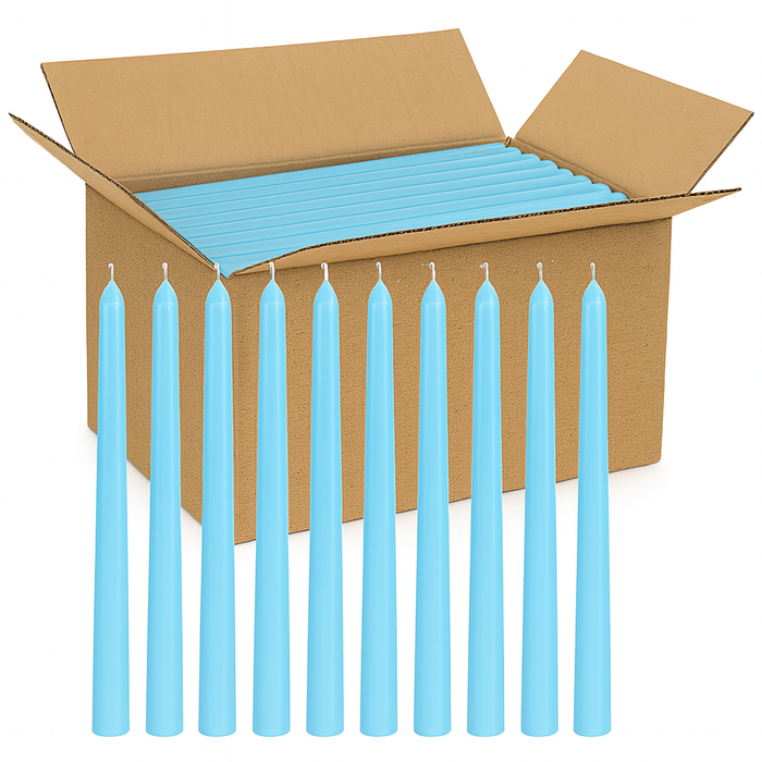 144x Tapered Dinner Candles Unscented Taper Wedding Candle 25cm in Blue - Blue | Candles