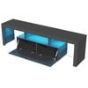 Ufurniture LED TV Cabinet 160cm Gloss Entertainment Unit 2 Doors & Open shelves Black