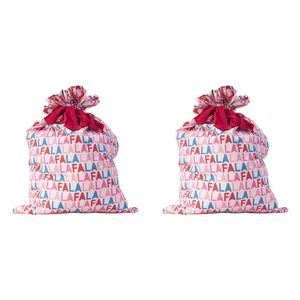 2PK Annabel Trends Santa Sack Christmas Holiday Gift Bag 73x55cm Fa La La La