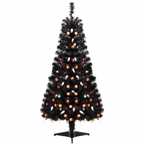 Costway 135cm Artificial Christmas Tree Black Pre-lit Spooky Tree