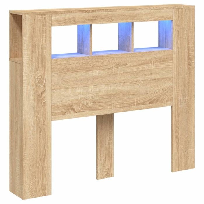 vidaXL LED Headboard Bed Header Furniture Sonoma Oak 120 cm Engineered Wood