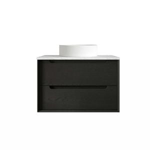 Attica Baia 750mm Black Oak Vanity With Carrara Stone Top 