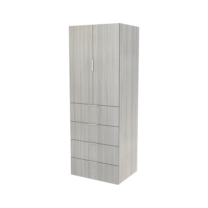 Lugna 2048 x 750 x 580mm Mist 3 Shelf 4 Drawers Double Door Storage Cabinet