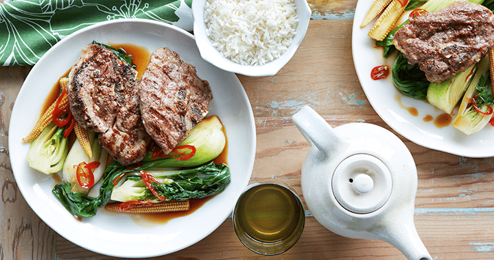 Lamb Chump Chops with Asian Greens In Oyster Sauce | Matador BBQs