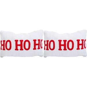 2x LVD Furry Ho Ho Ho Cushion Pillow Christmas Bedding/Sofa Decor 35x55cm Rect
