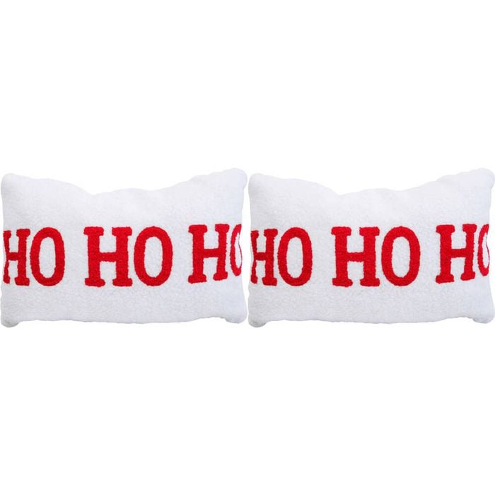 2x LVD Furry Ho Ho Ho Cushion Pillow Christmas Bedding/Sofa Decor 35x55cm Rect