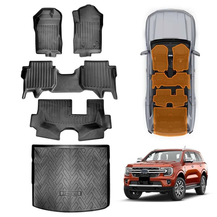 3D Heavy Duty All Weather Car Mat Boot Liner Floor Liner for Ford Everest 2022-Onwards