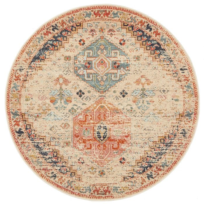 The Rug Connection Heritage 854 Beige 240x240cm - Large Round Transitional Pet Friendly Indoor Rug