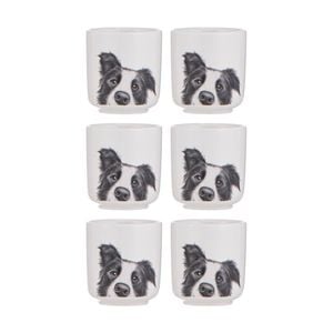 3x 2pc Ashdene Peeking Pups Ceramic Egg Cups Serveware Set Border Collie