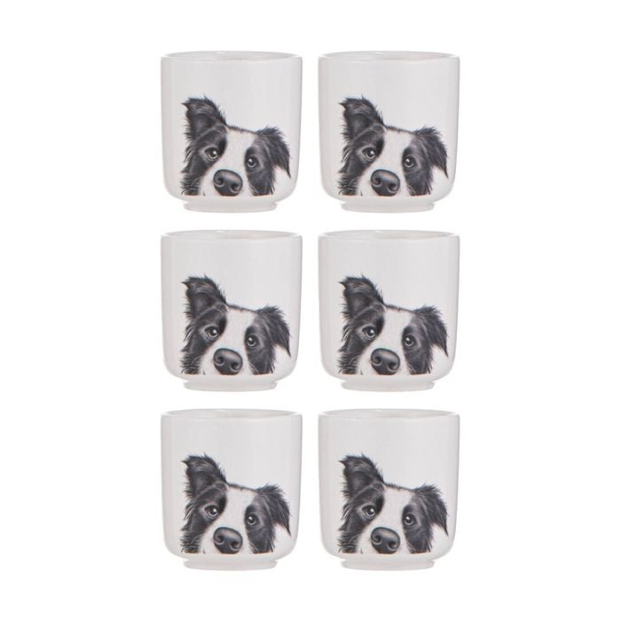 3x 2pc Ashdene Peeking Pups Ceramic Egg Cups Serveware Set Border Collie