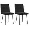 vidaXL Channel Tufted Dining Chairs 2 pcs Black Velvet Metal Legs 45 x 54 x 83 cm
